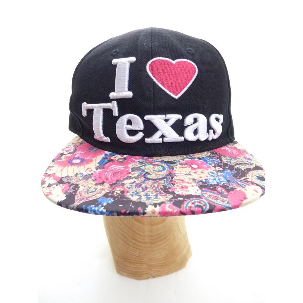 I Love Texas Snapback Hat Hawaiian Floral Brim Adjustable Party Cap